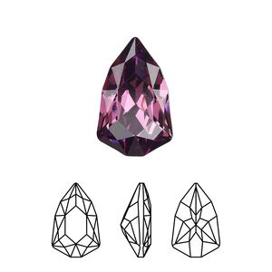 Fancy stone 1pk amethyst foil back, Crystal Passions® 18.7x11.8mm trilliant 4707