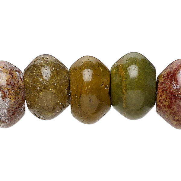 Bead, ocean jasper (natural), 8x5mm saucer, B grade, Mohs hardness 6-1/2 to 7. Sold per pkg of 10. image number 0