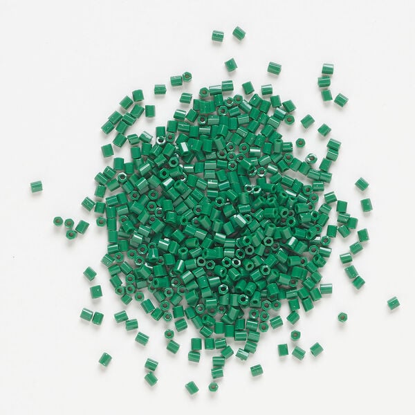 Seed bead, Dyna-Mites&trade;, glass, 1pkg40g, #11 2-cut hex, opaque pine green (774 11/0 2CUT) image number 1