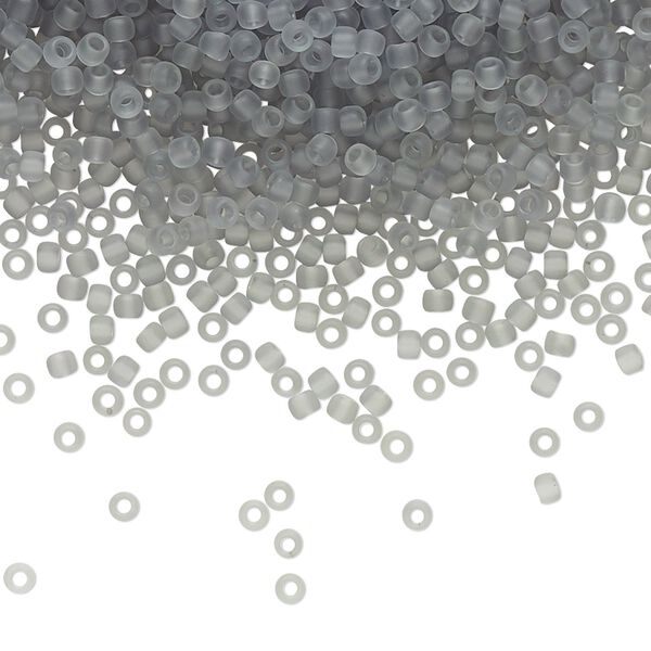 Seed bead, TOHO BEADS®, glass, pkg/7.5g, #11 round, translucent frosted light grey (TR-11-9F). image number 0
