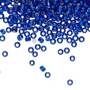 Seed bead, TOHO BEADS®, glass, pkg/50g, #8 round, transparent silver-lined cobalt (TR-08-28).