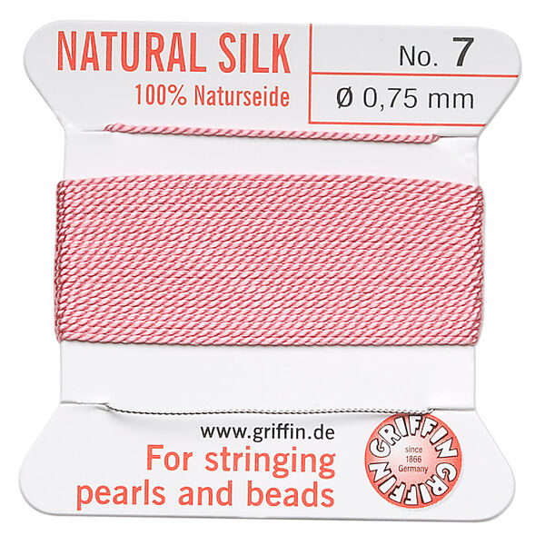 Thread, Griffin, silk, dark pink, size #7. Sold per 2-meter card (approximately 78 inches). image number 0