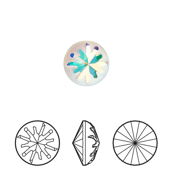 Round stone 2pk crystal AB foil back, Crystal Passions® 10mm sea urchin 1695 image number 0