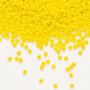 Seed bead, Preciosa Ornela Czech glass, pkg/500g, #11 rocaille, opaque lemon yellow, (83110).
