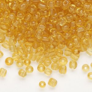 Seed bead, glass, pkg/50g, #8 round, translucent light topaz.