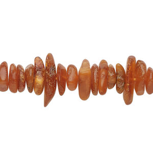 Amber 1pkg1, chip bead, 15.5-16 inch medium to dark / small to medium