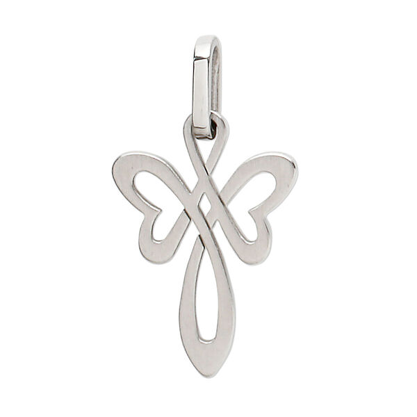 Pendant, stainless steel, 28x18mm flower cross. Sold individually. image number 0