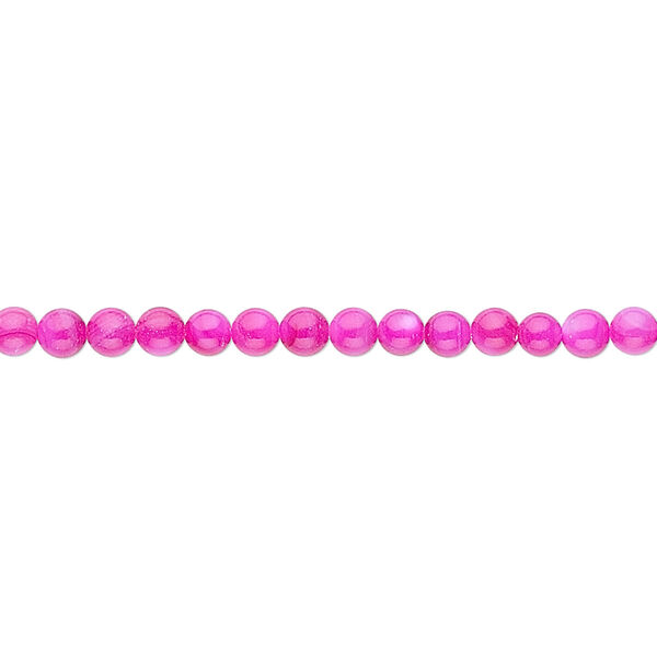 Bead, mother-of-pearl shell (dyed), fuchsia, 3mm round. Sold per 16-inch strand. image number 0