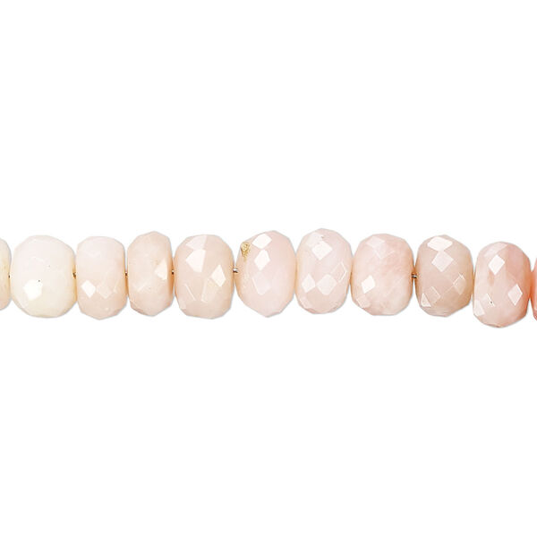 Bead 1pkg1 Peruvian pink opal, 7x4mm hand-cut faceted rondelle B+ grade, 15.5-16 inch natural shaded image number 1