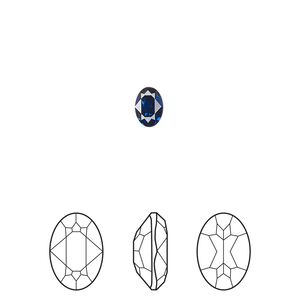 Fancy stone 360pk dark sapphire foil back, Swarovski® ReCreated™ 6x4mm oval 4120
