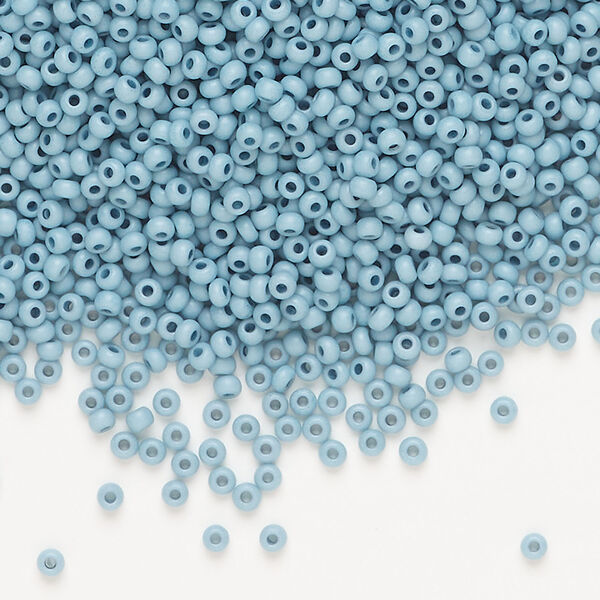 Seed bead, Preciosa Ornela Czech glass, 1pkg50g, 2.0-2.2mm rocaille, opaque matte terra dyed ocean mist chalkwhite (06432) image number 0