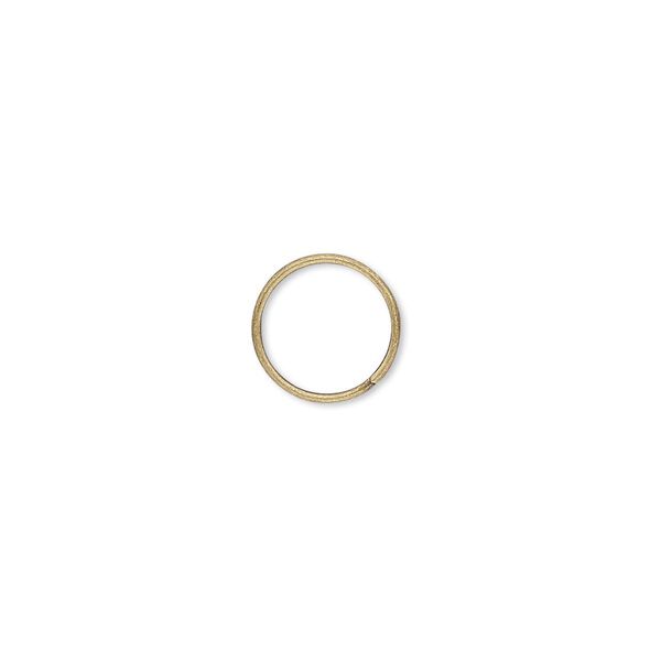 Jump ring, antique gold-plated brass, 10mm round, 8.4mm inside diameter, 20 gauge. Sold per pkg of 500. image number 0