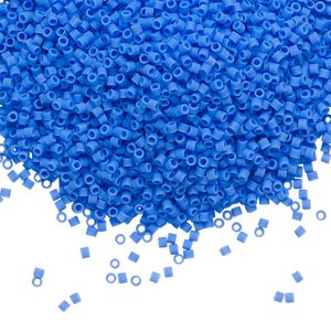 Seed bead, Delica®, glass, pkg/7.5g, #15 round, opaque matte cyan blue (DBS-1588).