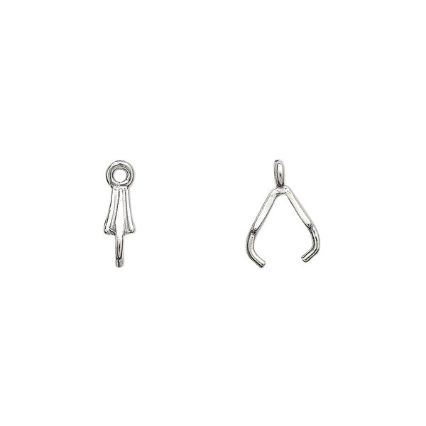 Bail, JBB Findings, ice-pick, antiqued sterling silver, 8x3mm with 6mm grip length. Sold per pkg of 2. image number 0