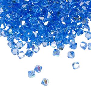 Bead 48pk sapphire AB, Preciosa Czech crystal 4mm bicone