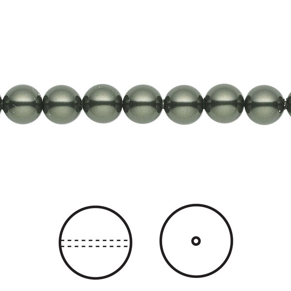 Pearl 500pk dark green, Swarovski® 6mm round 5810 image number 0