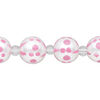 Bead, glass 1pkg8, opaque pink and white, 12mm hand-painted round. image number 0