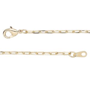 Chain 1pkg1 paperclip, 2.3mm / lobster claw clasp, gold-finished brass 18 inch