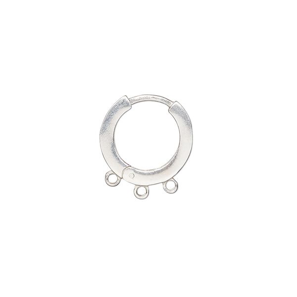 Earring hoop 1pkg2 sterling silver, 14mm hinged / 3 closed loop / square tube, 1 pair image number 0