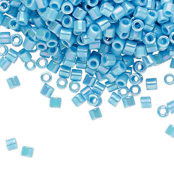 Seed bead, Delica®, glass, pkg/50g, #8 round, opaque rainbow turquoise blue (DBL-0164). image number 0