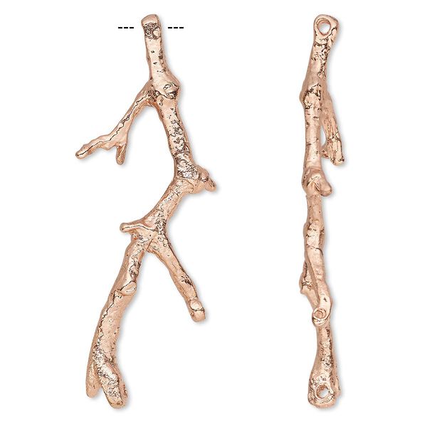Focal, copper-plated brass, 51x18mm branch, 3 loops. Sold individually. image number 0