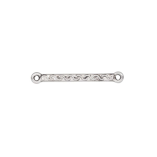 Link, antique silver-plated "pewter" (zinc-based alloy), 21x2mm double-sided fancy bar. Sold per pkg of 100. image number 0