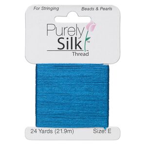 Thread, Purely Silk™, royal blue, size E. Sold per 24-yard card.