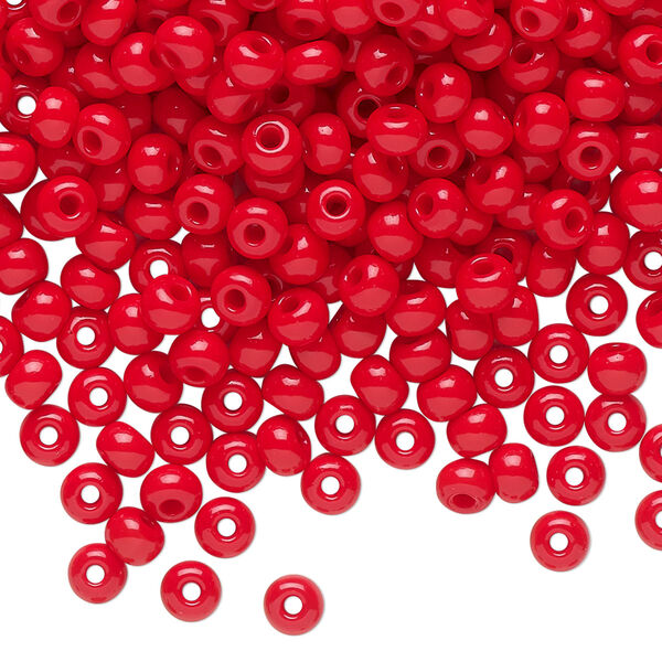 Seed bead, Preciosa Ornela Czech glass, pkg/500g, #6 rocaille, opaque red, (93190). image number 0
