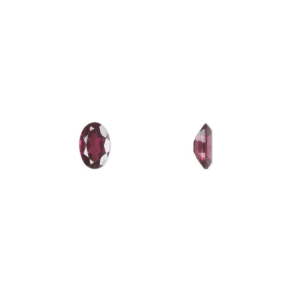 Gem, rhodolite garnet (natural), 6x4mm hand-cut faceted oval, A grade, Mohs hardness 7 to 7-1/2. Sold per pkg of 2. image number 0