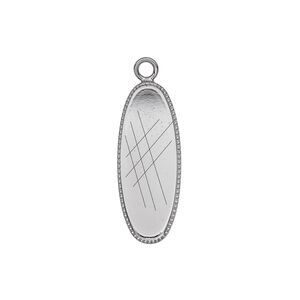 Drop, gunmetal-plated brass, 23x9mm oval with beaded edge and 22x8mm oval bezel setting. Sold per pkg of 6.