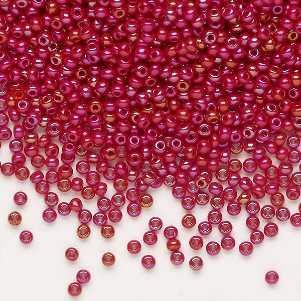 Seed bead, Preciosa Ornela Czech glass, pkg/500g, #11 rocaille, opaque rainbow ruby red, (94210). image number 0