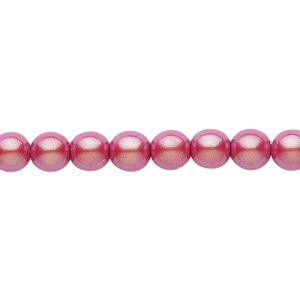 Bead, Czech pearl-coated glass druk, opaque iridescent red, 6mm round. Sold per 15-1/2" to 16" strand.
