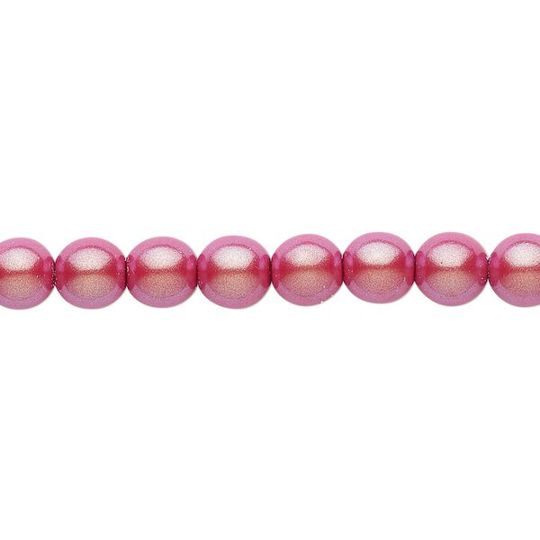 Bead, Czech pearl-coated glass druk, opaque iridescent red, 6mm round. Sold per 15-1/2" to 16" strand. image number 0