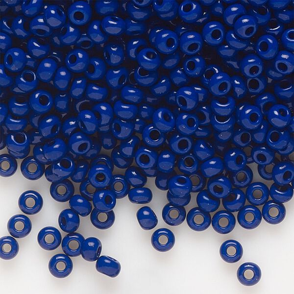 Seed bead, Preciosa Ornela Czech glass, pkg/500g, #8 rocaille, opaque cobalt blue, (33070). image number 0