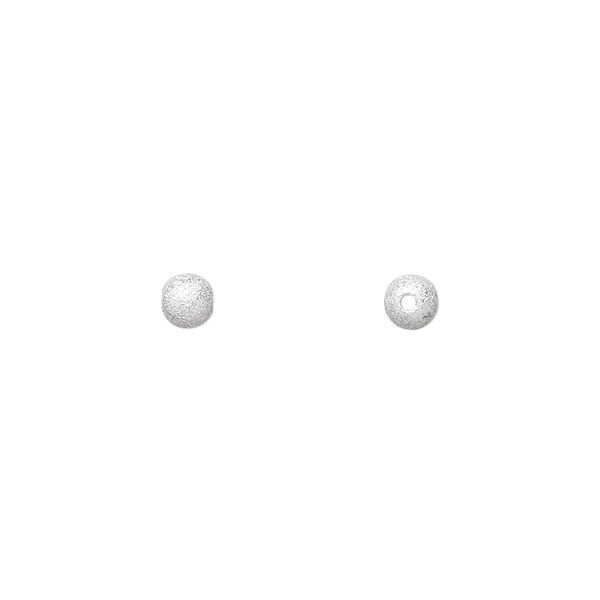 Bead, sterling silver, 4mm stardust round. Sold per pkg of 4. image number 0