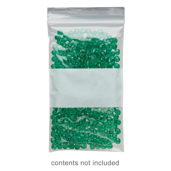 Bag, Tite-Lip™, plastic, clear and white, 3x5-inch top zip with block. Sold per pkg of 100. image number 0