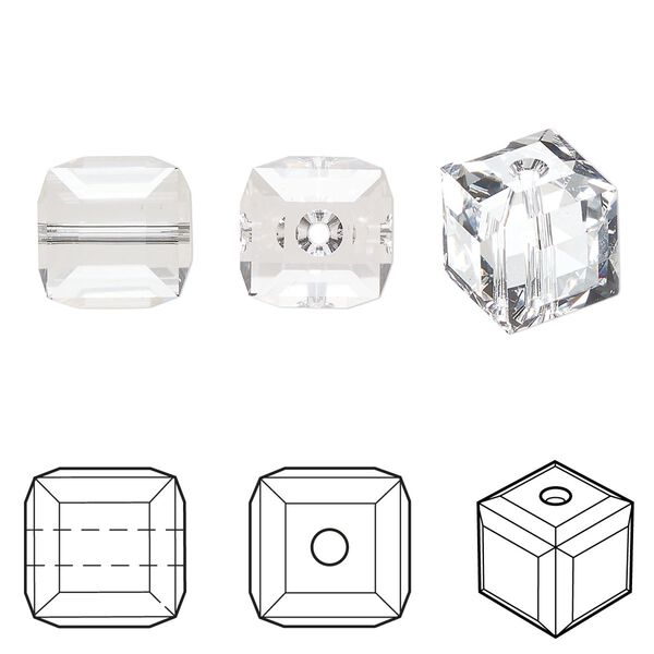 Bead 2pk crystal, Crystal Passions® 10mm cube 5601 image number 0