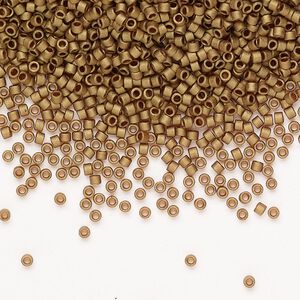 Seed bead, Miyuki Delica®, glass, pkg/50g, #11 round, opaque matte metallic light bronze (DB0322L).