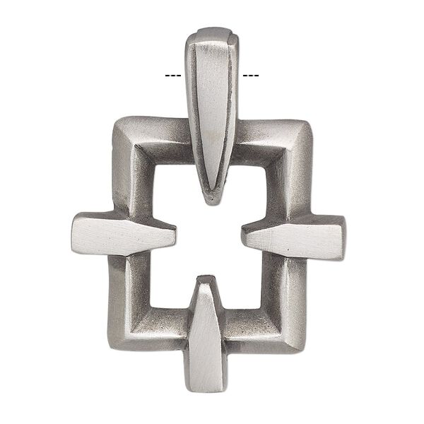 Pendant, antiqued pewter (tin-based alloy), 43x31mm single-sided open rectangle. Sold individually. image number 0