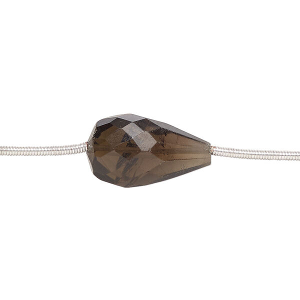Smoky quartz 1pkg5, hand-cut faceted briolette bead 17x10mm-23x13mm image number 0