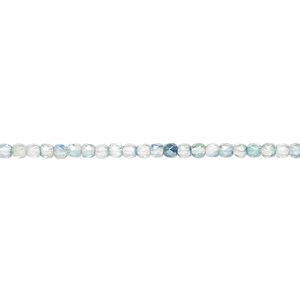 Bead, Czech fire-polished glass, two-tone transparent green and teal, 2mm faceted round. Sold per 8-inch strand, approximately 95-100 beads.