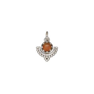 Carnelian / sterling silver 1pkg1, beaded drop antiqued 10x10mm