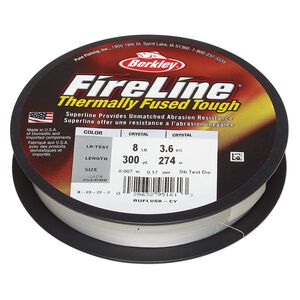 Thread, Berkley® FireLine®, high-modulus polyethylene, 8-fiber braid, crystal, 0.17mm diameter, 8-pound test. Sold per 300-yard spool.