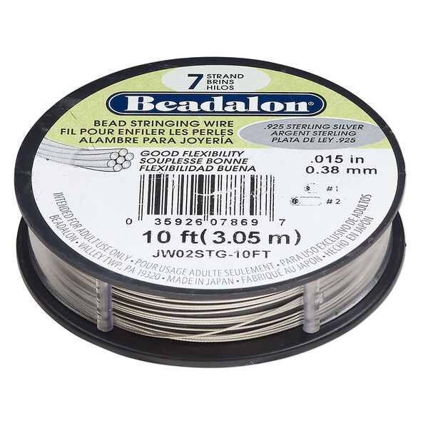 Wire, Beadalon®, sterling silver and nylon, pkg/10-foot spool, 0.015-inch, 7-strand. image number 0