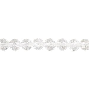 Quartz crystal 1pkg1, rose-cut round bead natural 8 inch 6mm