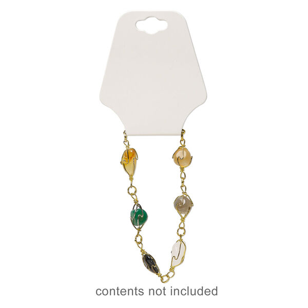 Necklace / bracelet card, adhesive and card stock, cream, 2-1/2 x 2 inches assembled. Sold per pkg of 100. image number 1