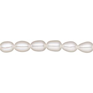 Pearl, White Lotus™, cultured freshwater (bleached), white, 5-7mm rice, B grade, Mohs hardness 2-1/2 to 4. Sold per 15-1/2" to 16" strand.
