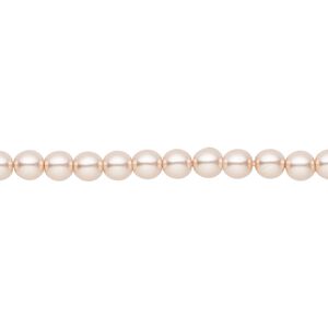 Bead, Czech pearl-coated glass druk, opaque pearl, 4mm round. Sold per 15-1/2" to 16" strand.