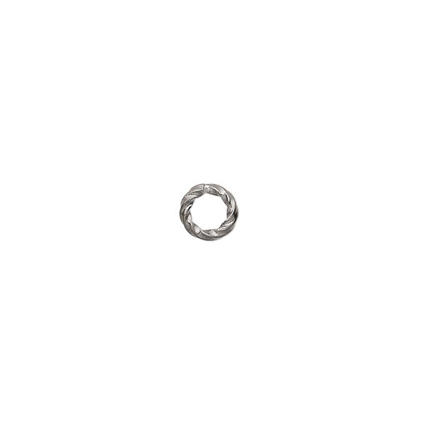 Jump ring, gunmetal-plated brass, 6mm twisted round, 3.6mm inside diameter, 16 gauge. Sold per pkg of 100. image number 0