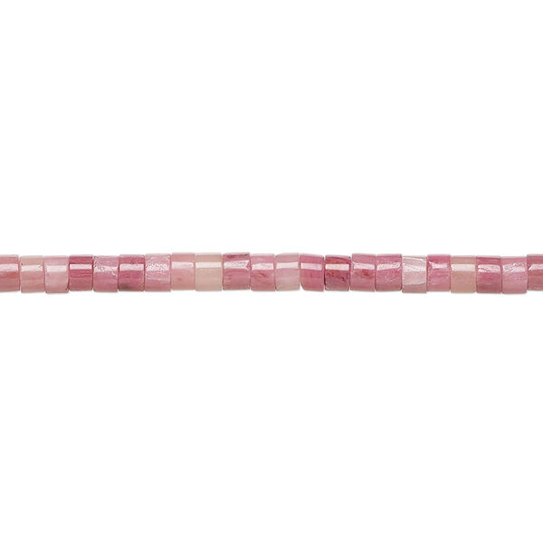 Bead, rhodonite, (natural), 3x1.5mm-3x2.5mm heishi, B grade, Mohs hardness 5-1/2 to 6-1/2. Sold per 16-inch strand. image number 0